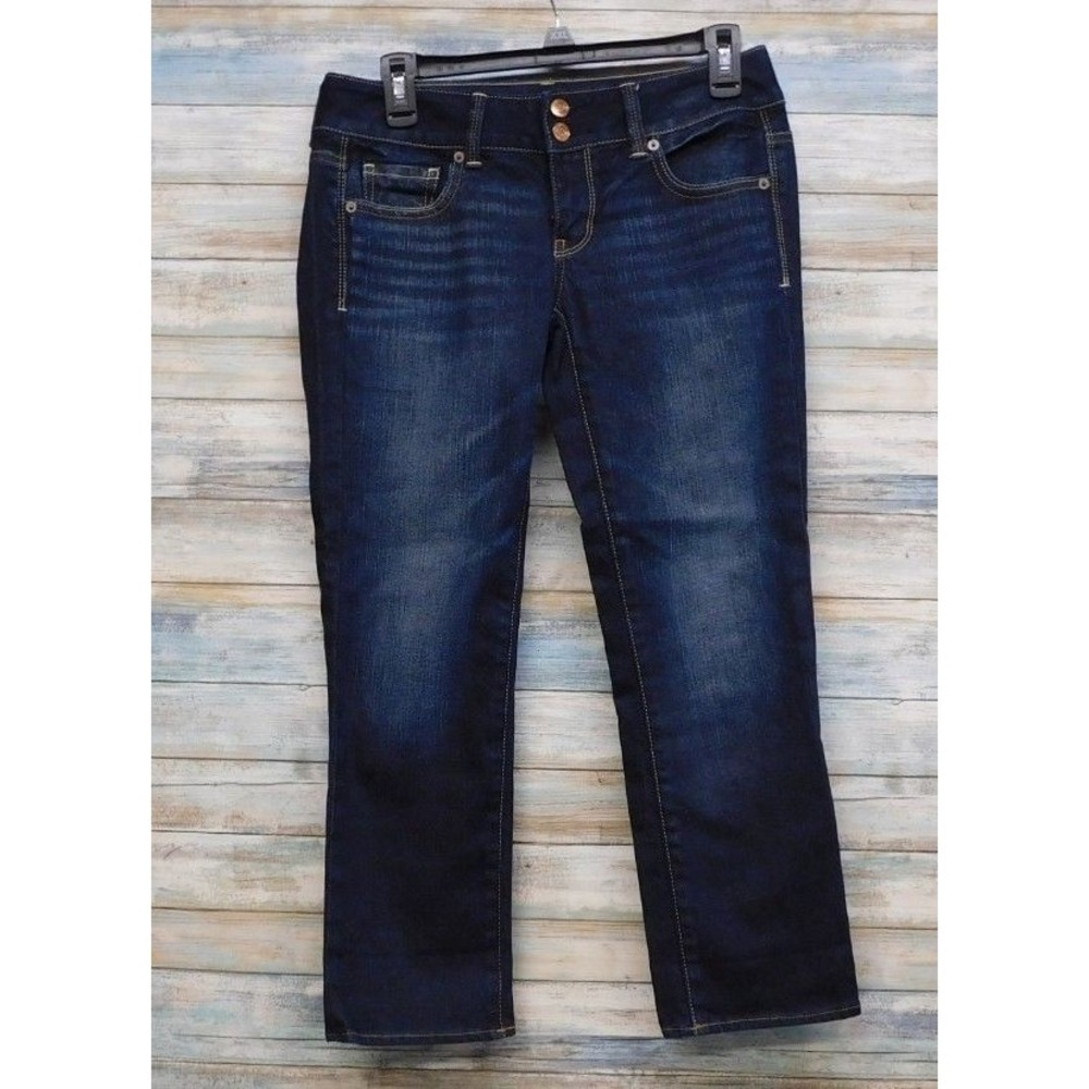 American Eagle Artist Cropped Flare Jeans Womens 2 Dark Stretch Low Rise Denim